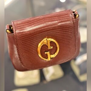 Pre Owned Gucci Lizard Brown Designer Bag W/ Dustbag